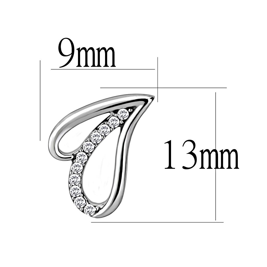 MADA195 - High polished (no plating) Stainless Steel Earrings with AAA Grade CZ in Clear