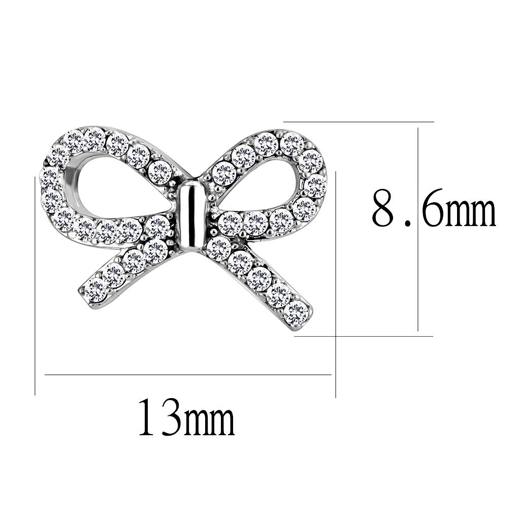 MADA197 - High polished (no plating) Stainless Steel Earrings with AAA Grade CZ in Clear