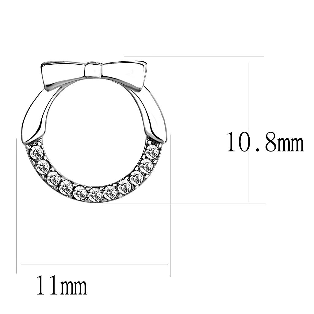 MADA210 - High polished (no plating) Stainless Steel Earrings with AAA Grade CZ in Clear