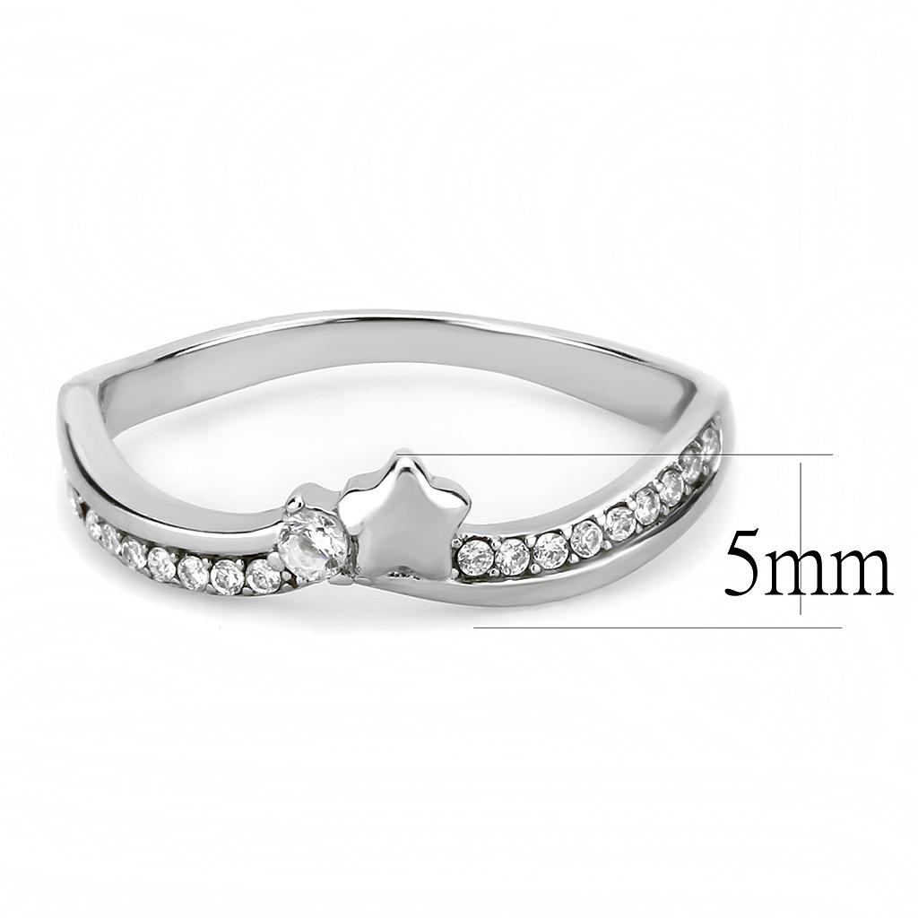 MADA236 - High polished (no plating) Stainless Steel Ring with AAA Grade CZ in Clear