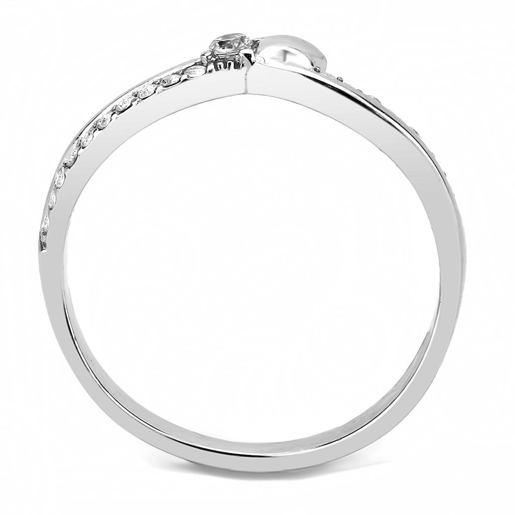 MADA236 - High polished (no plating) Stainless Steel Ring with AAA Grade CZ in Clear