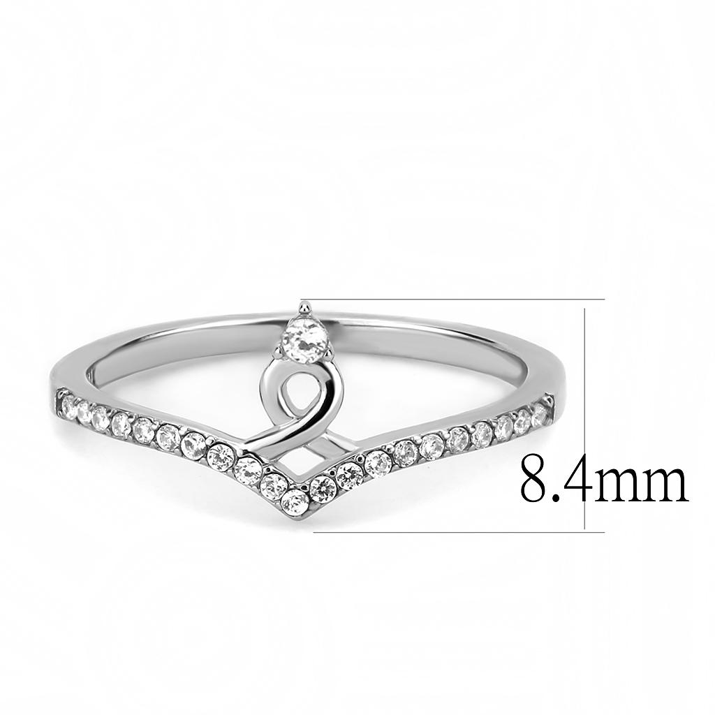 MADA237 - High polished (no plating) Stainless Steel Ring with AAA Grade CZ in Clear