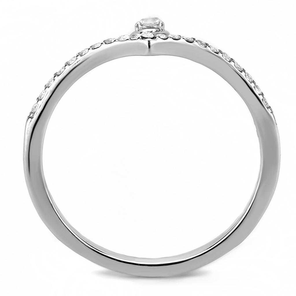 MADA237 - High polished (no plating) Stainless Steel Ring with AAA Grade CZ in Clear
