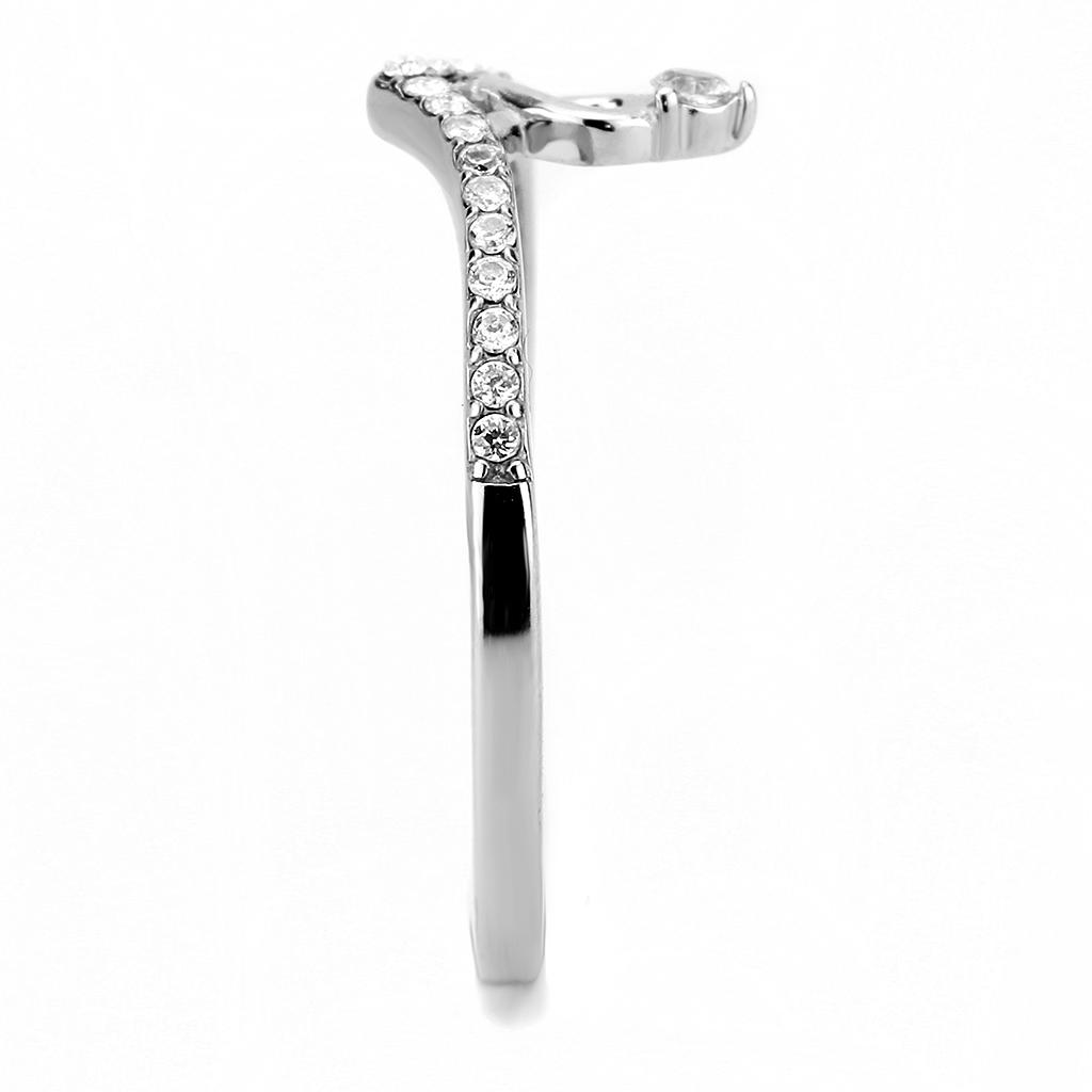 MADA237 - High polished (no plating) Stainless Steel Ring with AAA Grade CZ in Clear