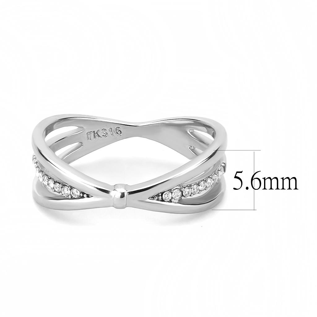 MADA239 - High polished (no plating) Stainless Steel Ring with AAA Grade CZ in Clear