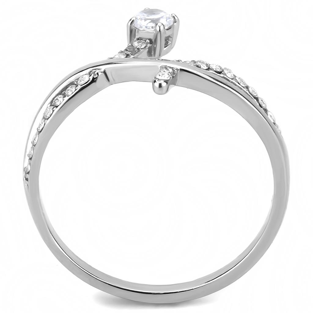 MADA240 - High polished (no plating) Stainless Steel Ring with AAA Grade CZ in Clear