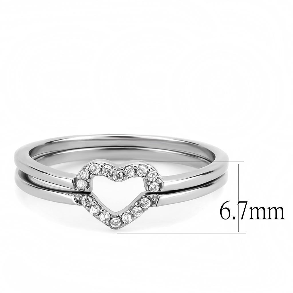 MADA245 - High polished (no plating) Stainless Steel Ring with AAA Grade CZ in Clear