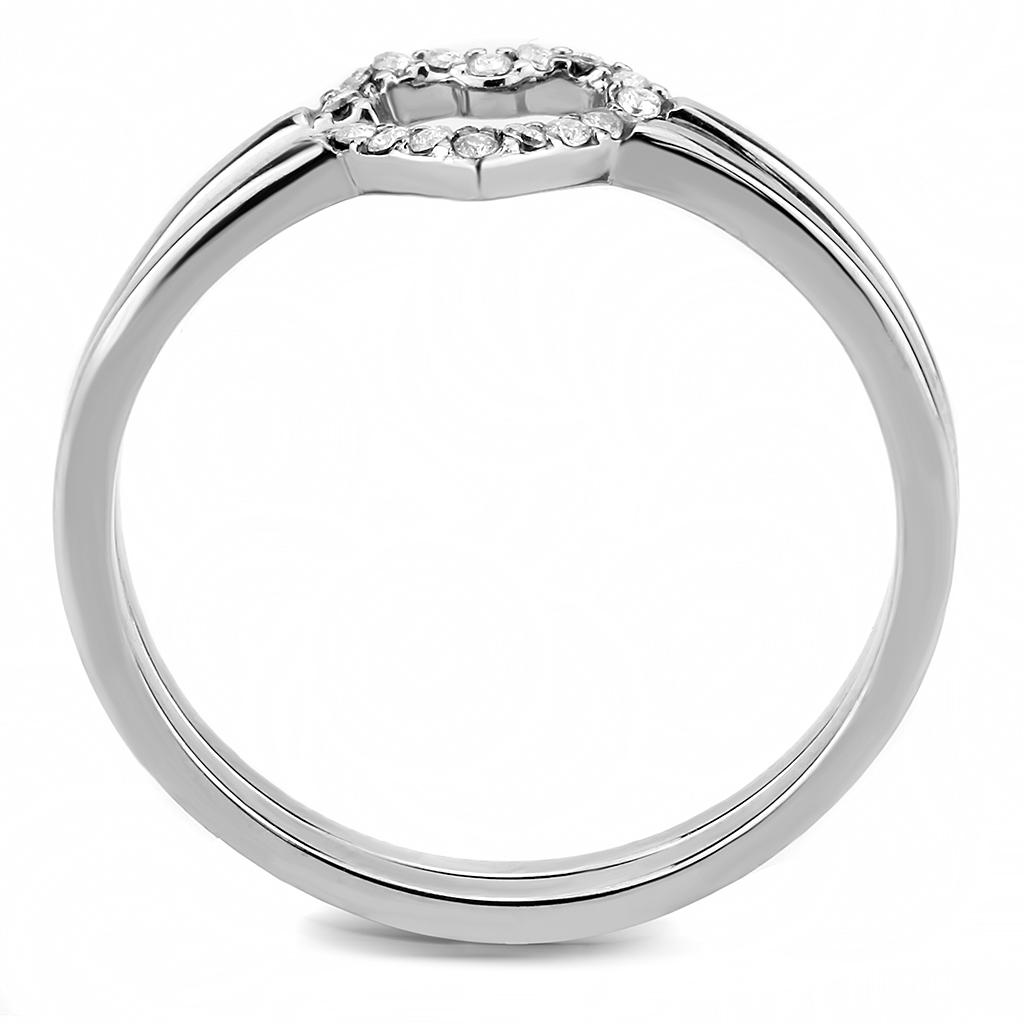 MADA245 - High polished (no plating) Stainless Steel Ring with AAA Grade CZ in Clear