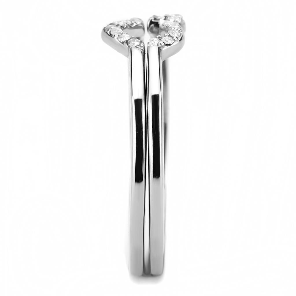 MADA245 - High polished (no plating) Stainless Steel Ring with AAA Grade CZ in Clear