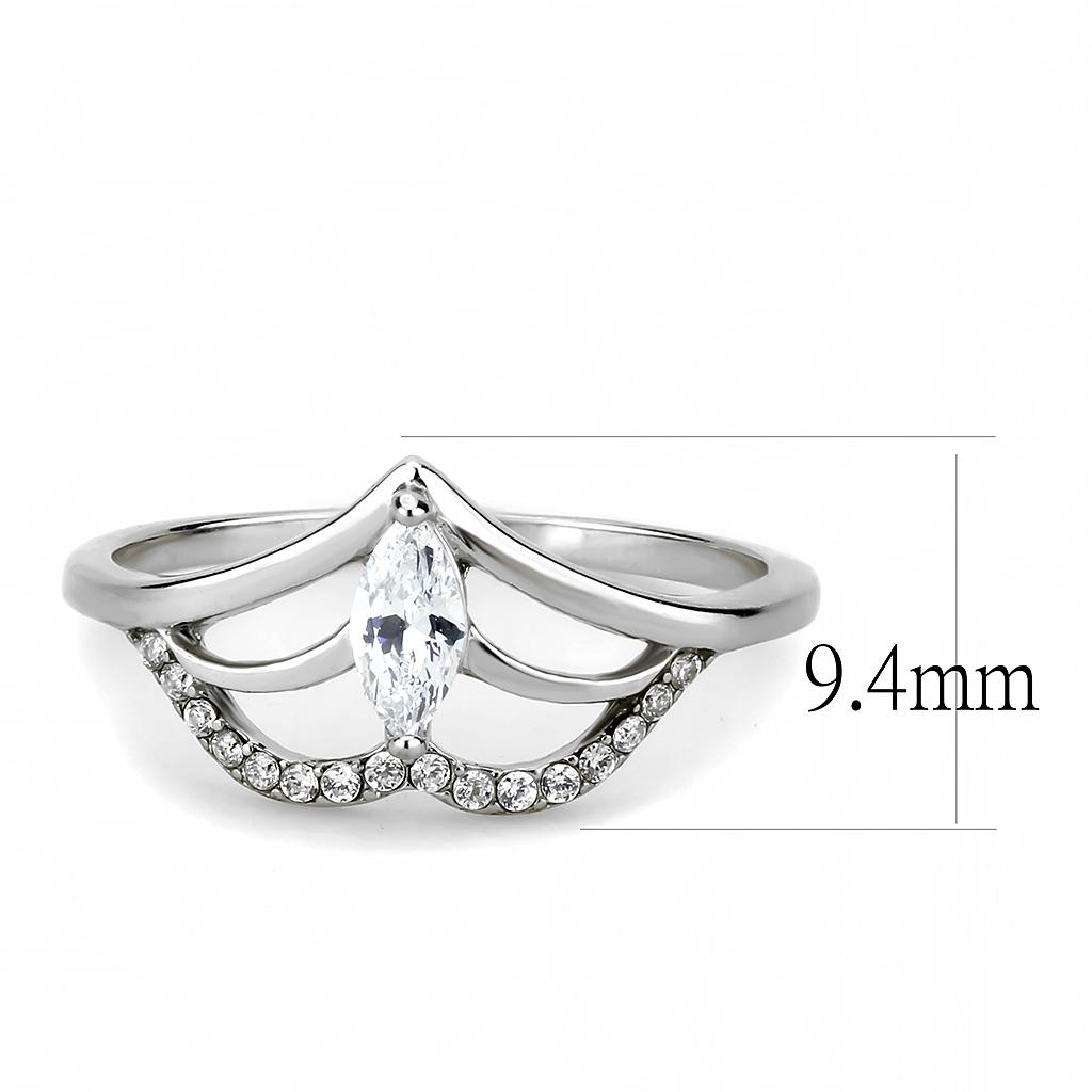 MADA248 - High polished (no plating) Stainless Steel Ring with AAA Grade CZ in Clear