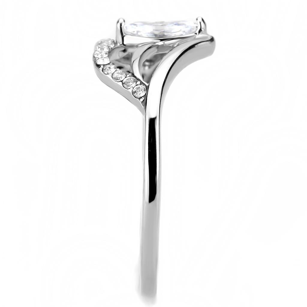 MADA248 - High polished (no plating) Stainless Steel Ring with AAA Grade CZ in Clear