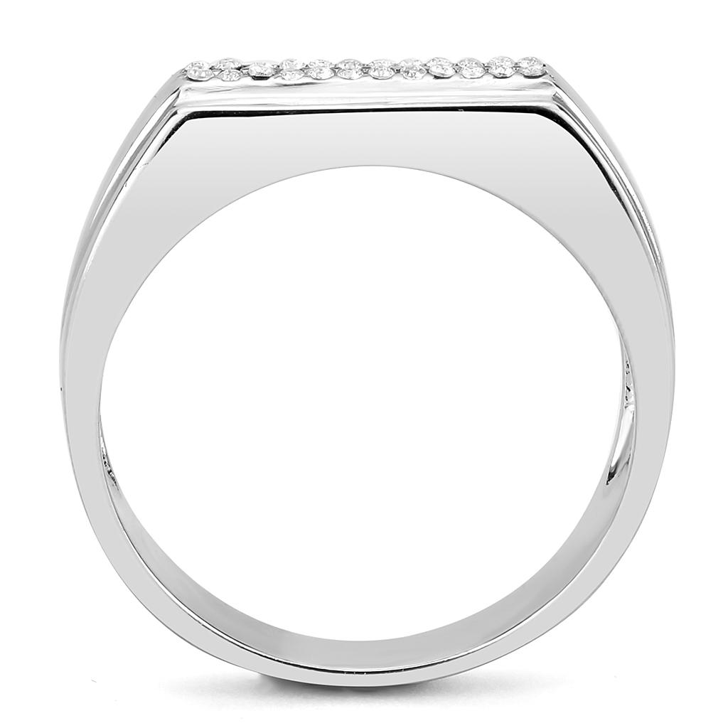 MADA251 - High polished (no plating) Stainless Steel Ring with AAA Grade CZ in Clear
