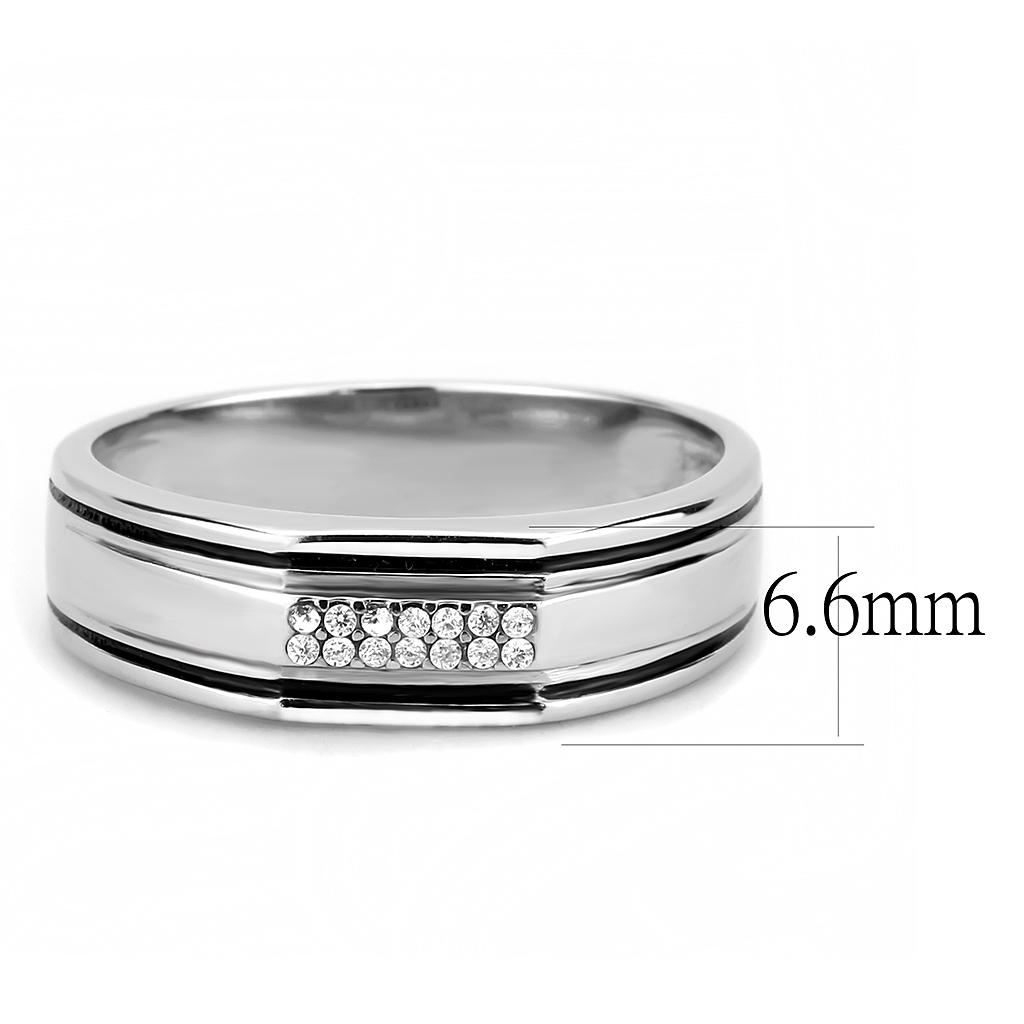 MADA254 - High polished (no plating) Stainless Steel Ring with AAA Grade CZ in Clear