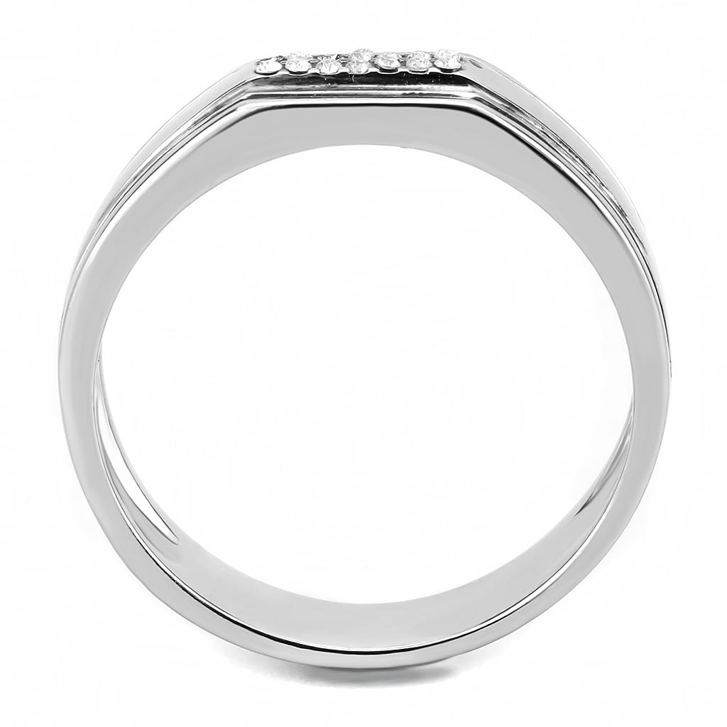 MADA254 - High polished (no plating) Stainless Steel Ring with AAA Grade CZ in Clear