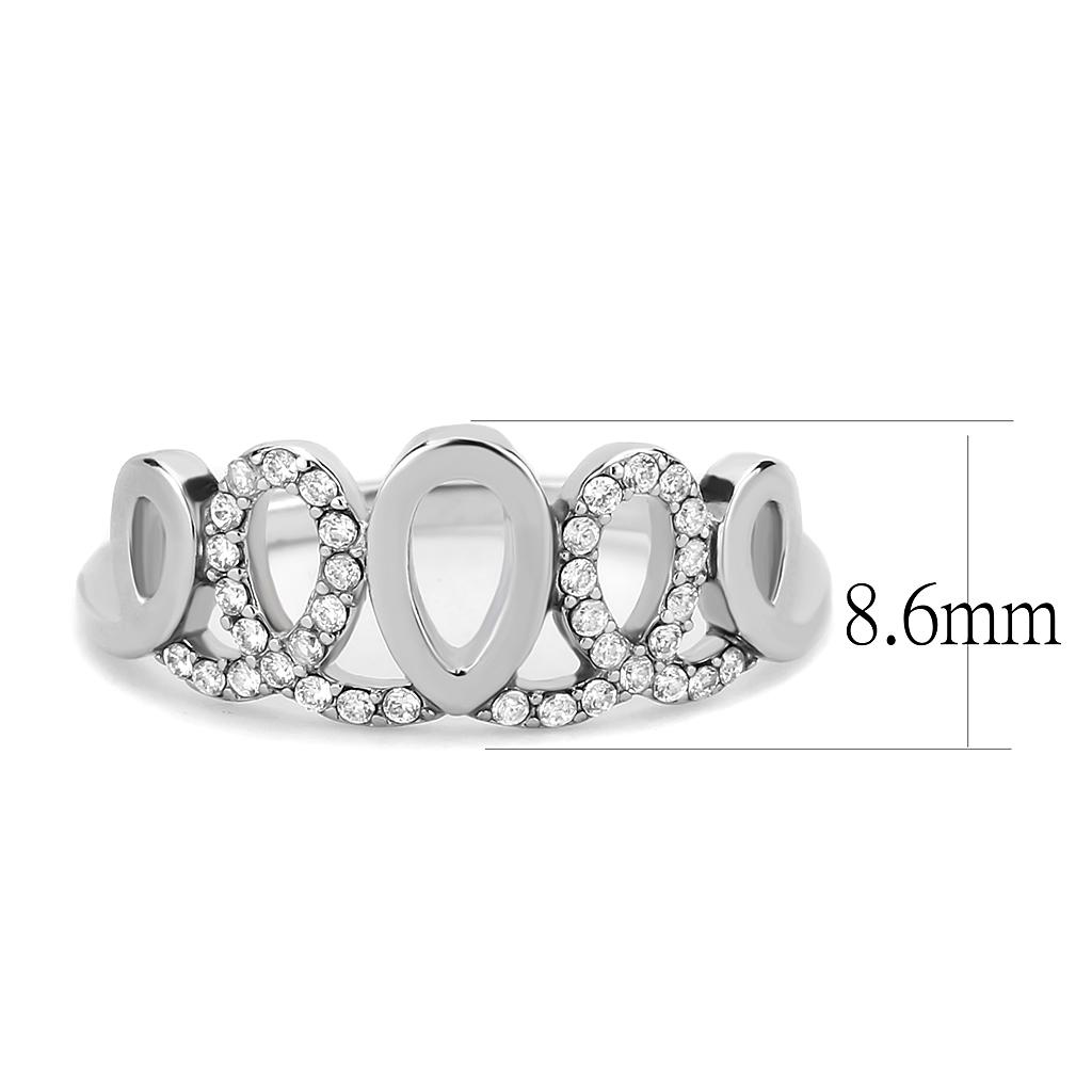 MADA258 - High polished (no plating) Stainless Steel Ring with AAA Grade CZ in Clear