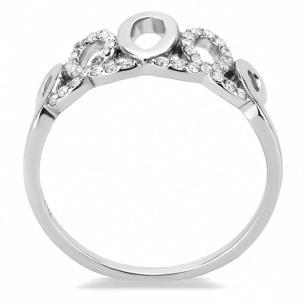 MADA258 - High polished (no plating) Stainless Steel Ring with AAA Grade CZ in Clear