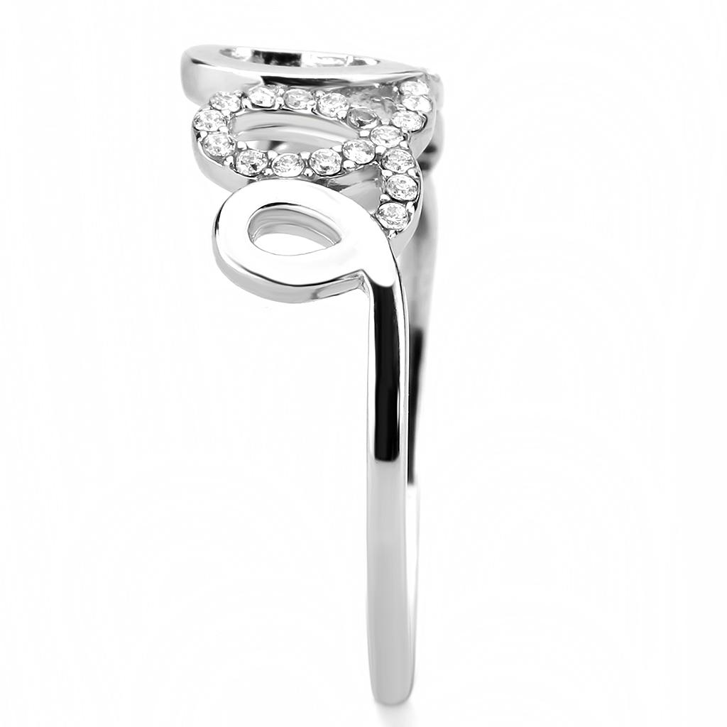 MADA258 - High polished (no plating) Stainless Steel Ring with AAA Grade CZ in Clear