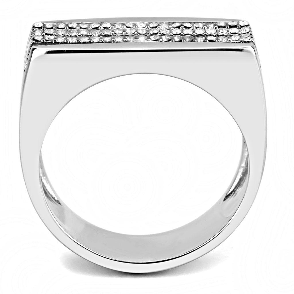 MADA279 - High polished (no plating) Stainless Steel Ring with AAA Grade CZ in Clear