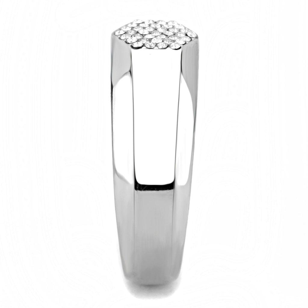 MADA281 - High polished (no plating) Stainless Steel Ring with AAA Grade CZ in Clear