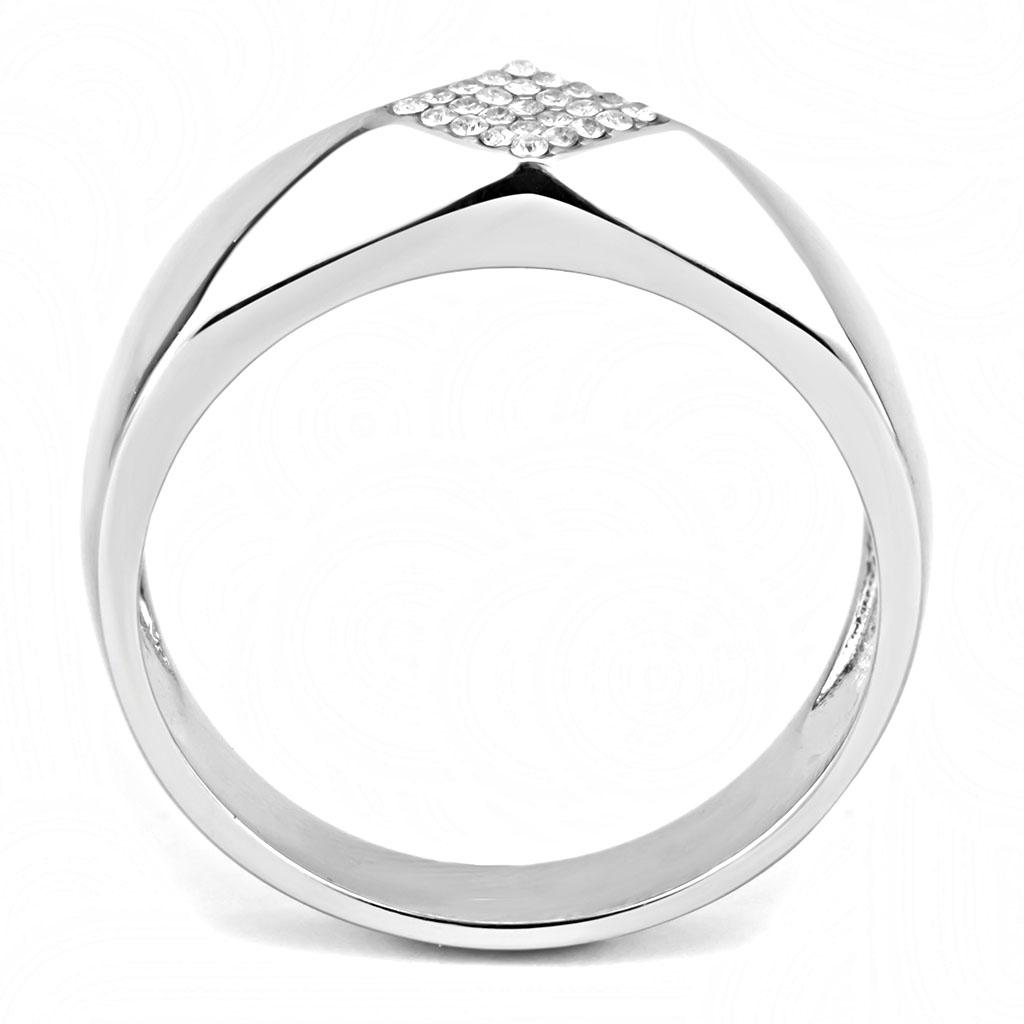 MADA288 - High polished (no plating) Stainless Steel Ring with AAA Grade CZ in Clear