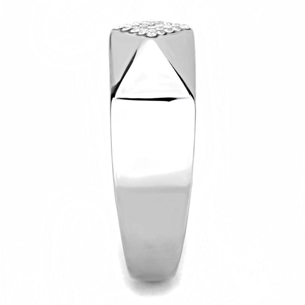 MADA288 - High polished (no plating) Stainless Steel Ring with AAA Grade CZ in Clear
