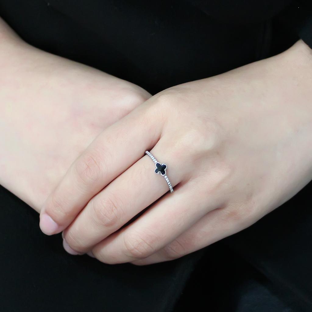 MADA320 - No Plating Stainless Steel Ring with Epoxy in Jet