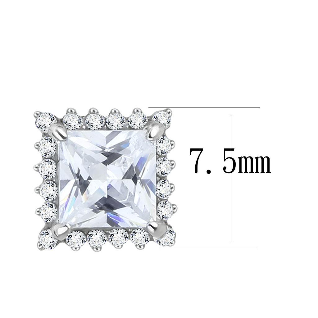 MADA326 - No Plating Stainless Steel Earrings with AAA Grade CZ in Clear