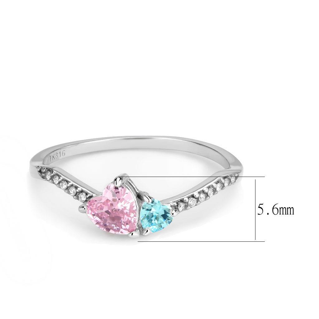 MADA384Q - High polished (no plating) Stainless Steel Ring with AAA Grade CZ in Multi Color