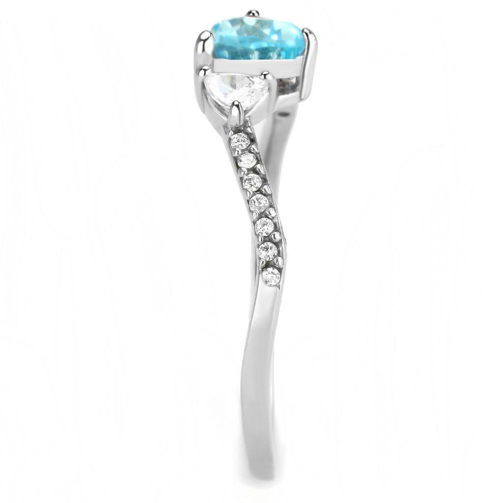 MADA384Q - High polished (no plating) Stainless Steel Ring with AAA Grade CZ in Multi Color