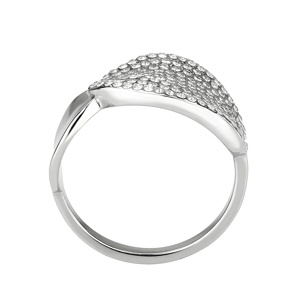 MADA388 - High polished (no plating) Stainless Steel Ring with AAA Grade CZ in Clear