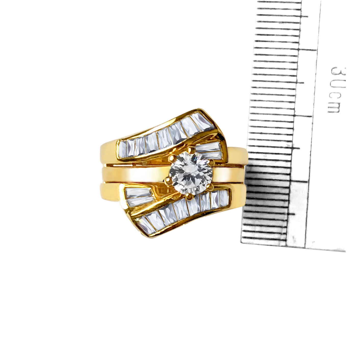 MALOAS1373 - Sterling Silver 925 ring set with gold plating in AAA grade CZ ships in one day