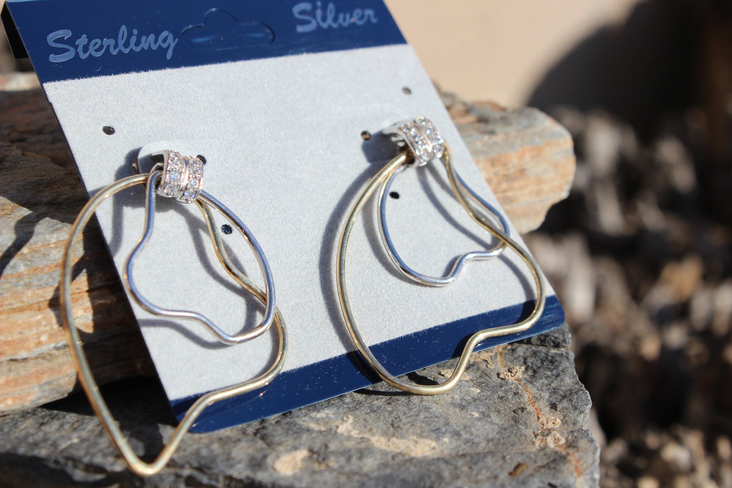 MALOAS1370 - Two Tone 925 Sterling Silver Earrings with AAA Grade CZ in Clear