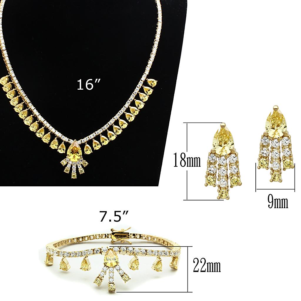 MALO2429 - Gold Brass Jewelry Sets with AAA Grade CZ in Topaz