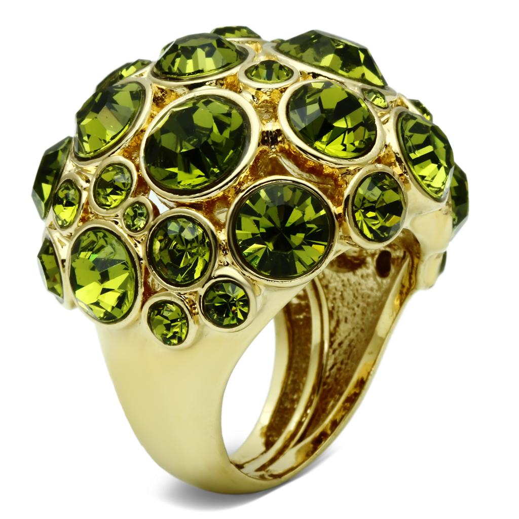 MALO2544 - Gold Brass Ring with Top Grade Crystal in Olivine color