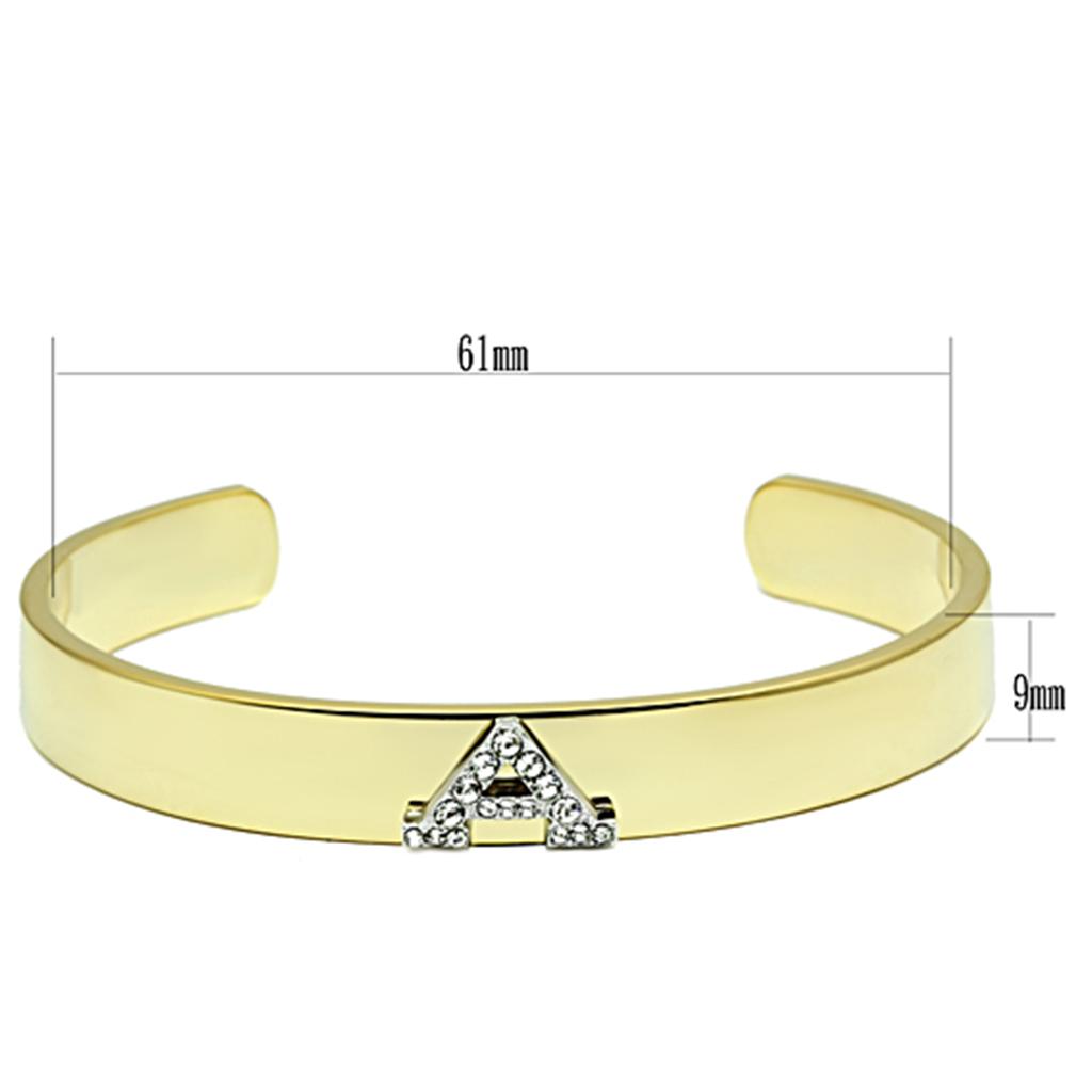 MALO2570 - Gold+Rhodium White Metal Bangle with Top Grade Crystal in Clear