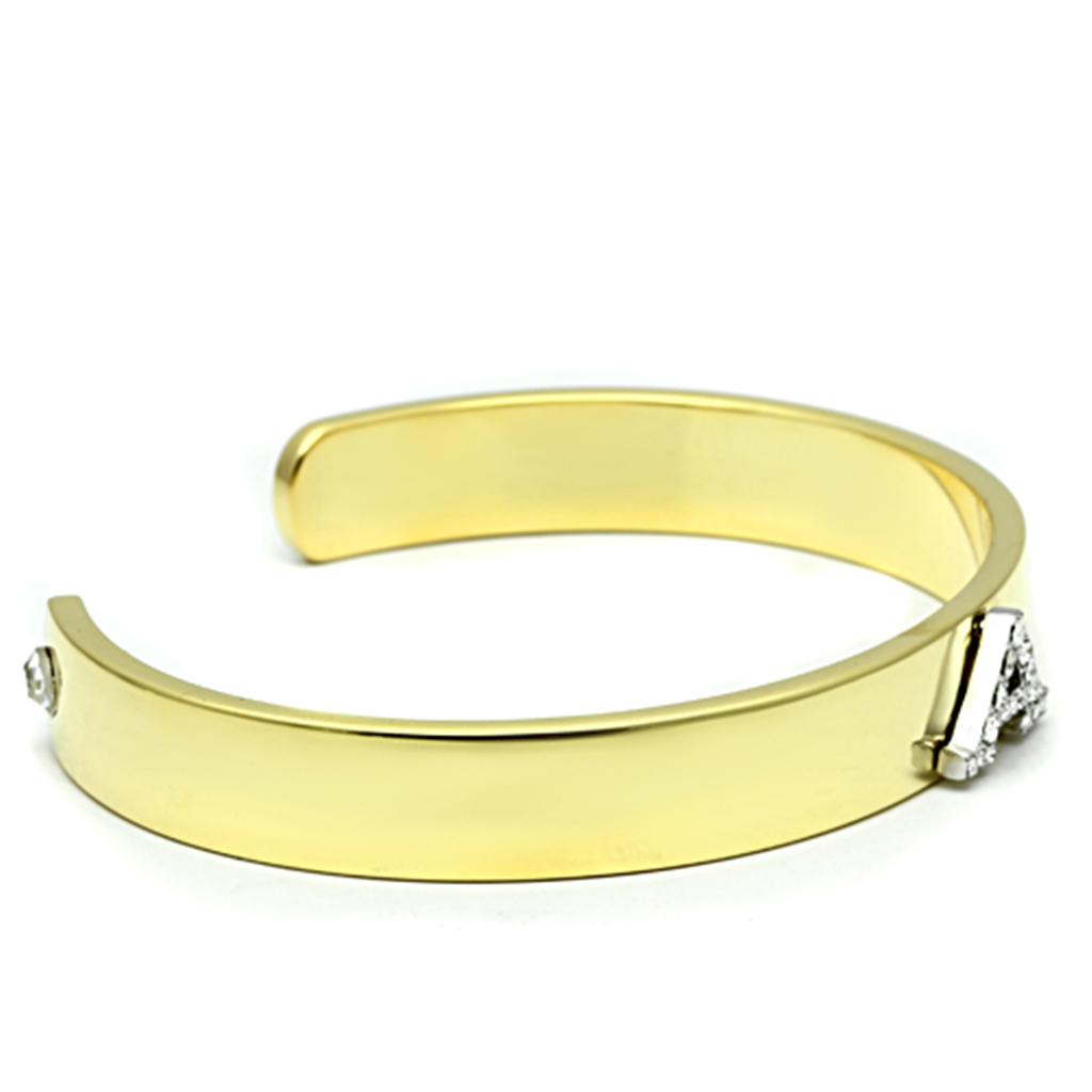 MALO2570 - Gold+Rhodium White Metal Bangle with Top Grade Crystal in Clear