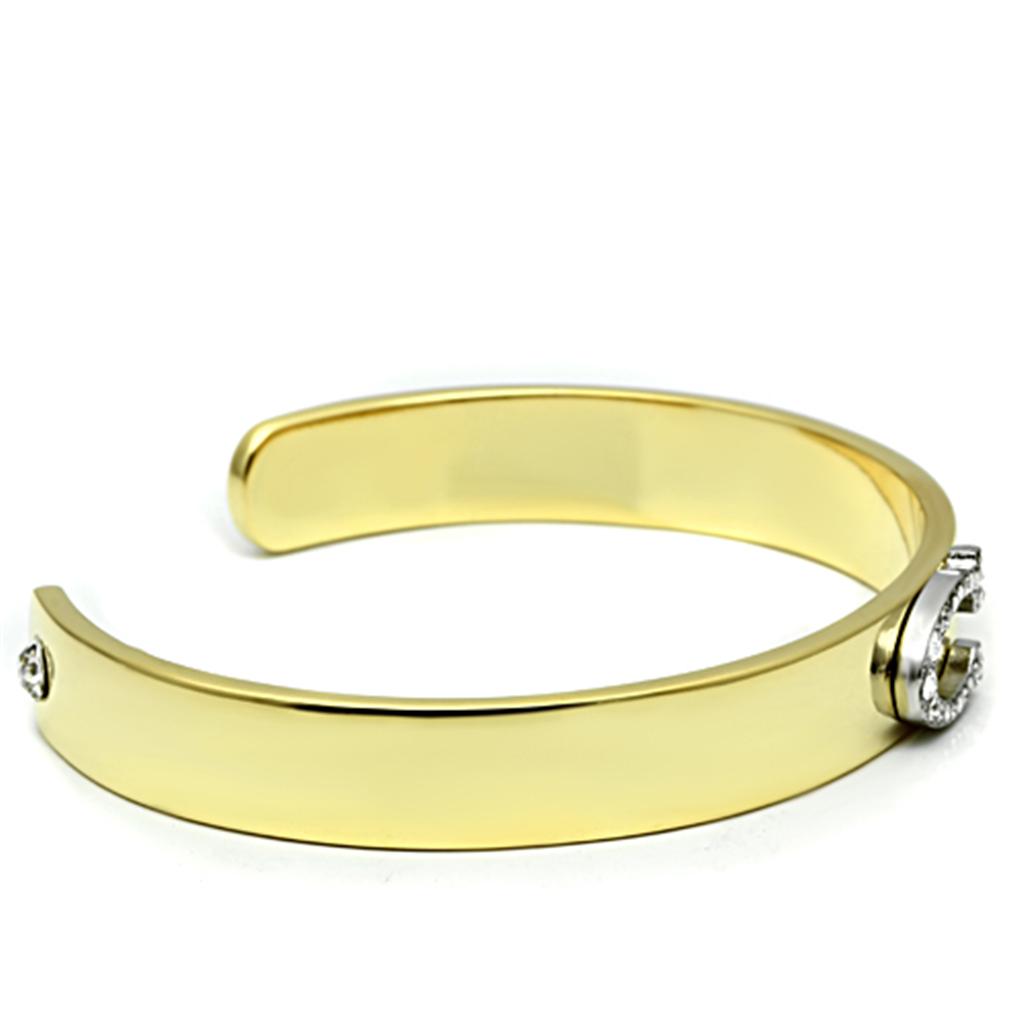 MALO2572 - Gold+Rhodium White Metal Bangle with Top Grade Crystal in Clear