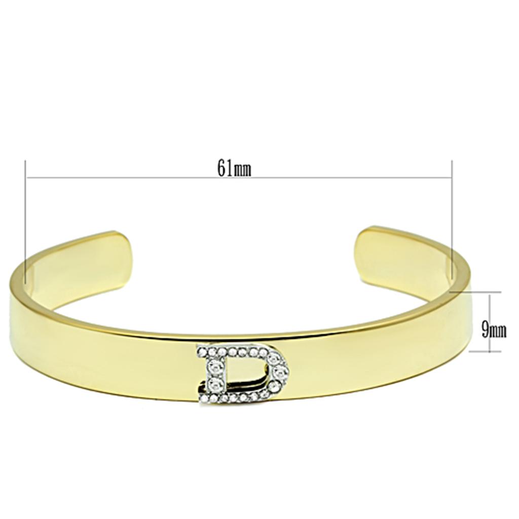 MALO2573 - Gold+Rhodium White Metal Bangle with Top Grade Crystal in Clear