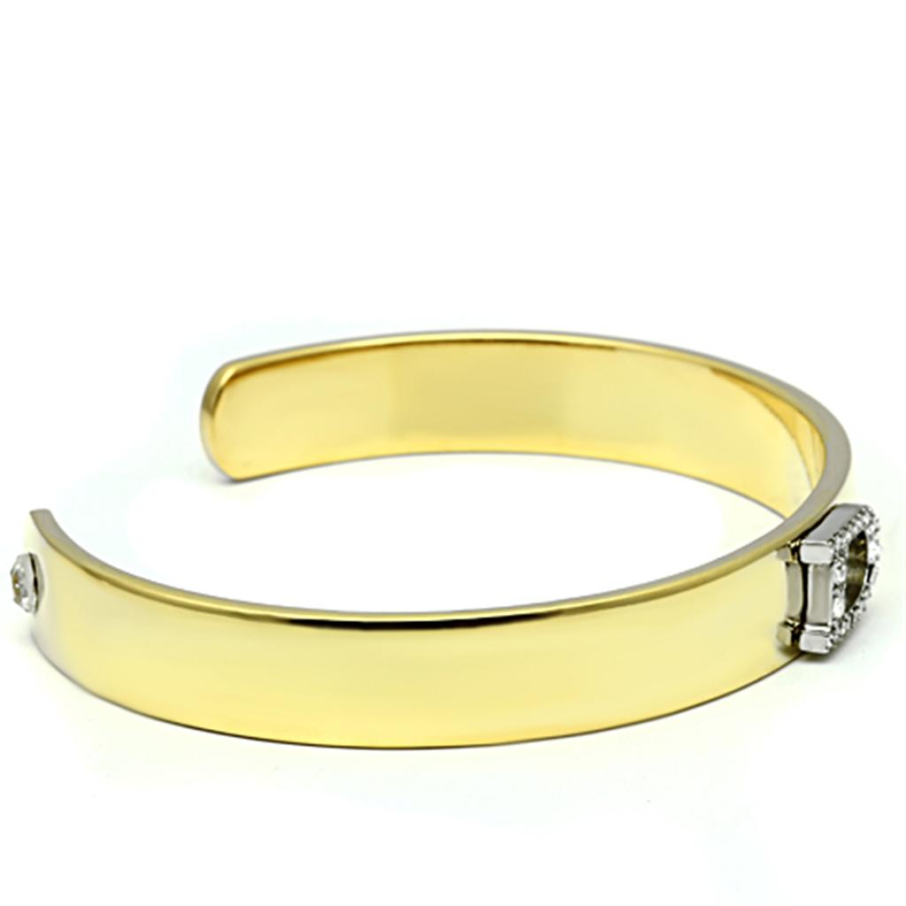 MALO2573 - Gold+Rhodium White Metal Bangle with Top Grade Crystal in Clear