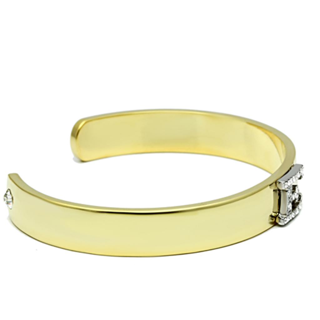 MALO2574 - Gold+Rhodium White Metal Bangle with Top Grade Crystal in Clear