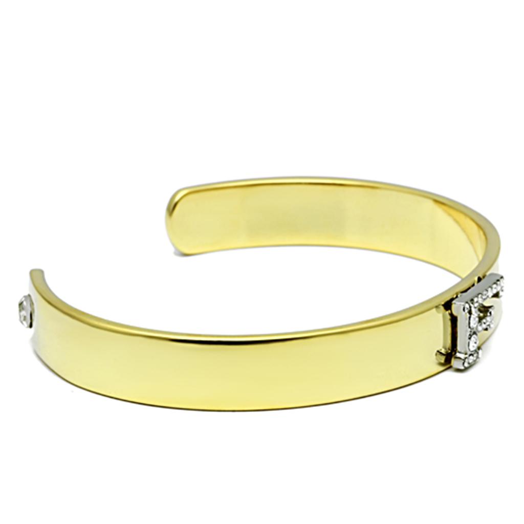 MALO2575 - Gold+Rhodium White Metal Bangle with Top Grade Crystal in Clear
