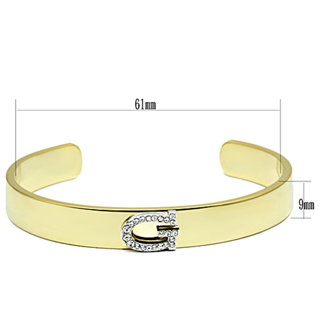 MALO2576 - Gold+Rhodium White Metal Bangle with Top Grade Crystal in Clear