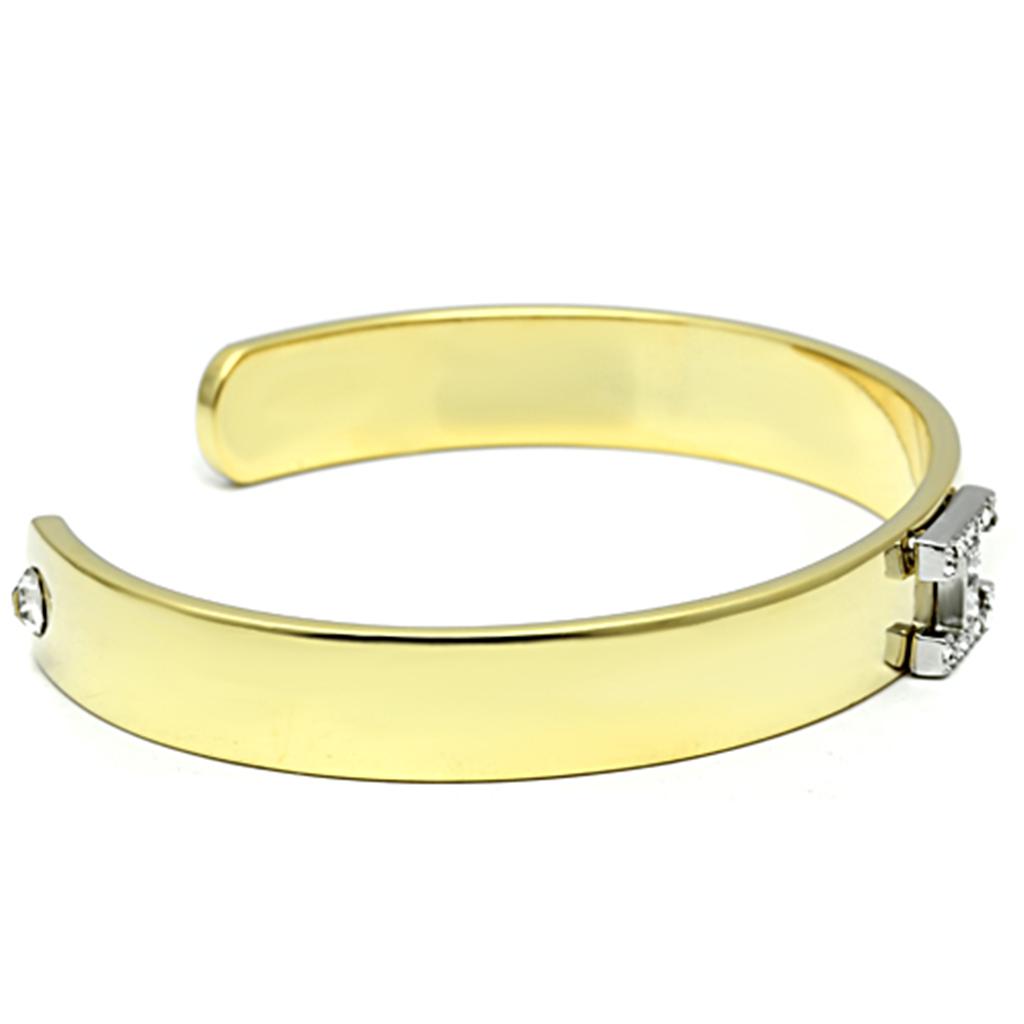 MALO2578 - Gold+Rhodium White Metal Bangle with Top Grade Crystal in Clear