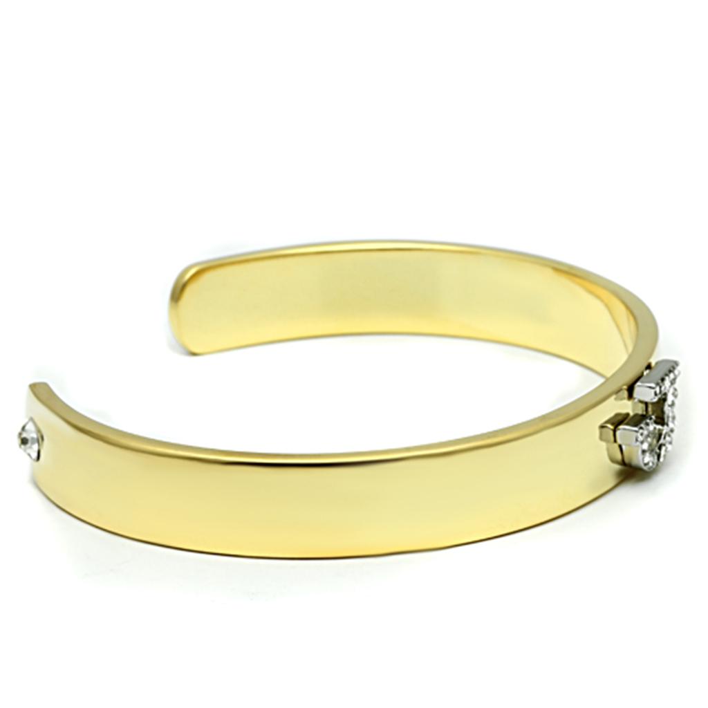 MALO2579 - Gold+Rhodium White Metal Bangle with Top Grade Crystal in Clear