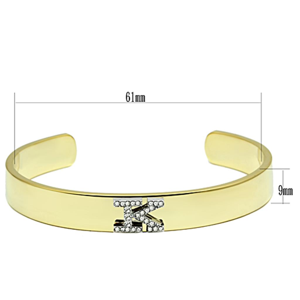MALO2580 - Gold+Rhodium White Metal Bangle with Top Grade Crystal in Clear