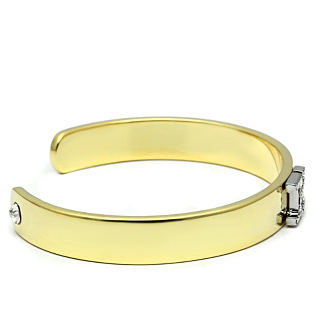 MALO2580 - Gold+Rhodium White Metal Bangle with Top Grade Crystal in Clear