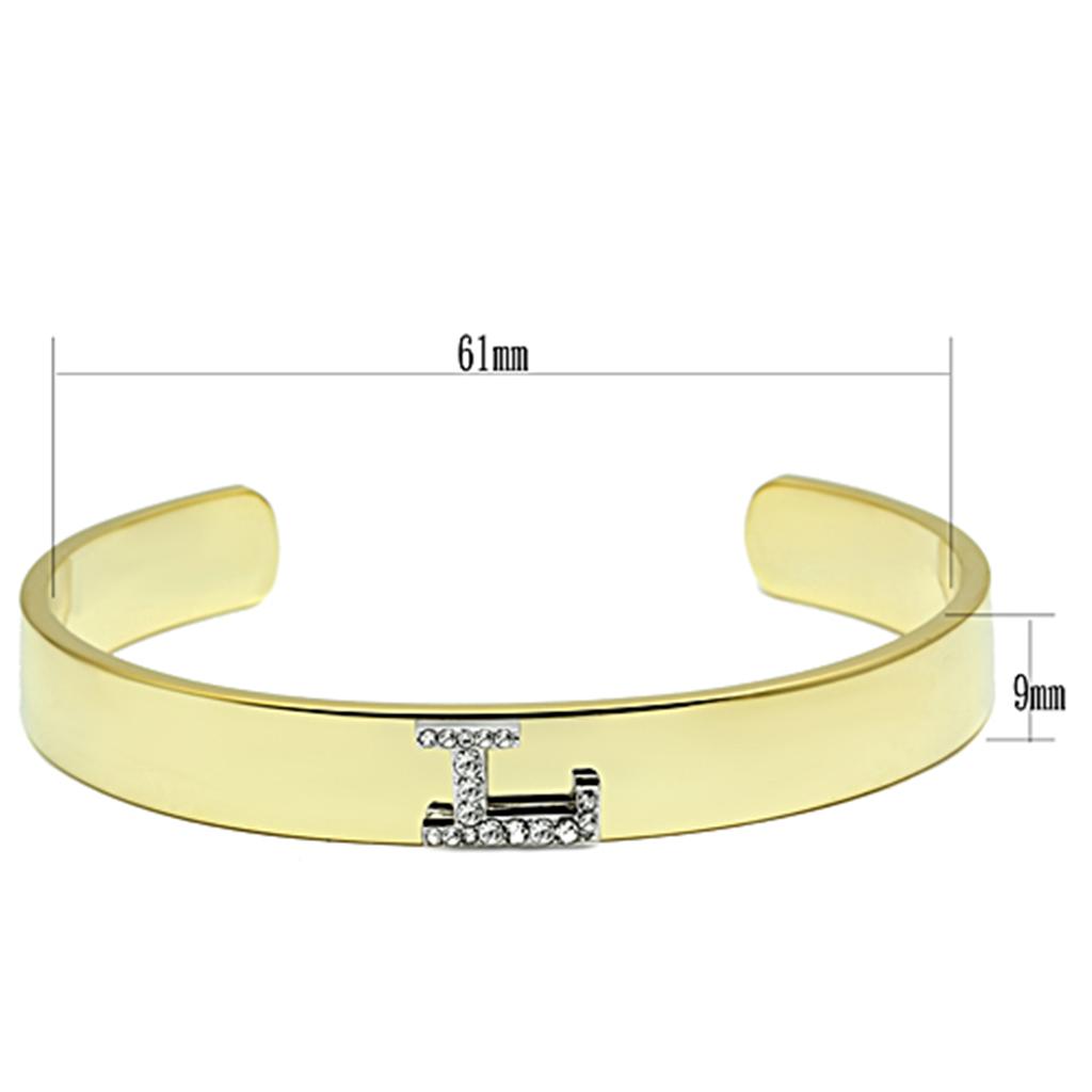 MALO2581 - Gold+Rhodium White Metal Bangle with Top Grade Crystal in Clear