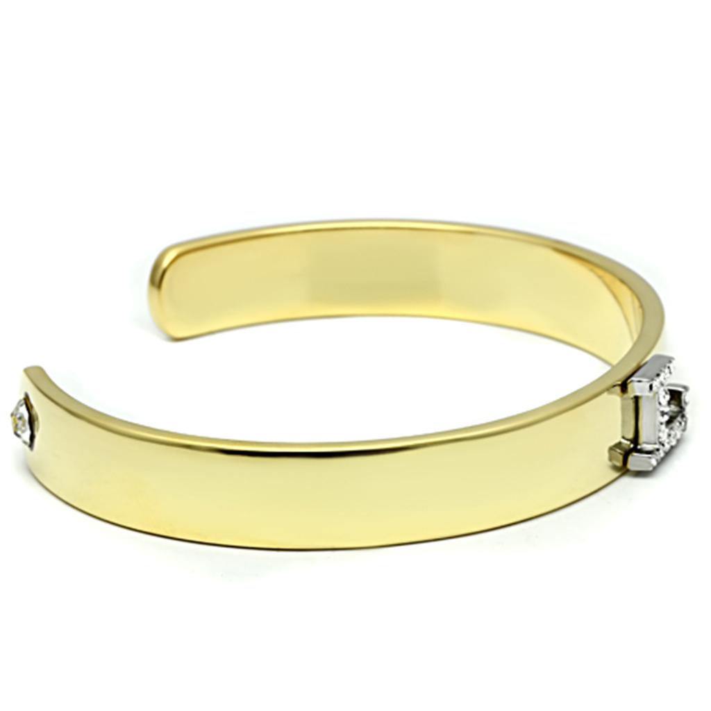 MALO2581 - Gold+Rhodium White Metal Bangle with Top Grade Crystal in Clear