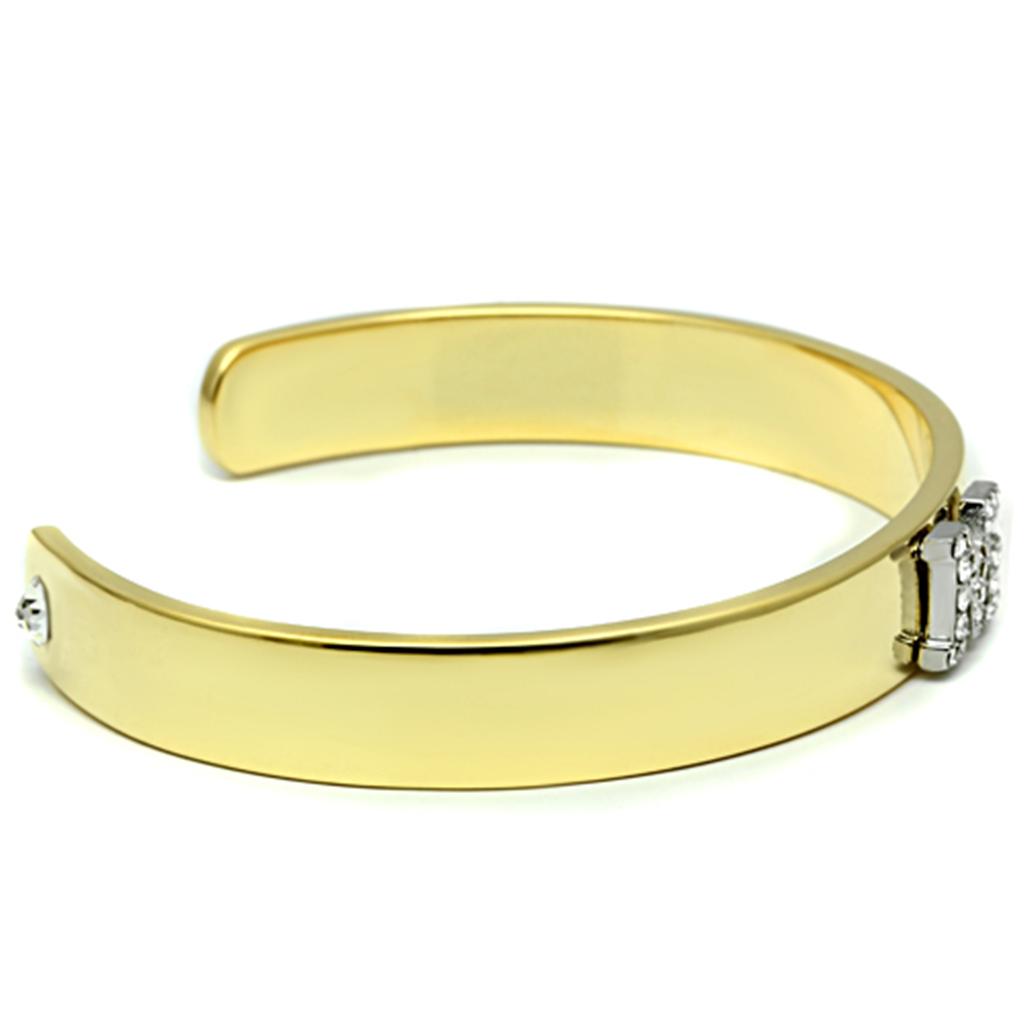 MALO2582 - Gold+Rhodium White Metal Bangle with Top Grade Crystal in Clear