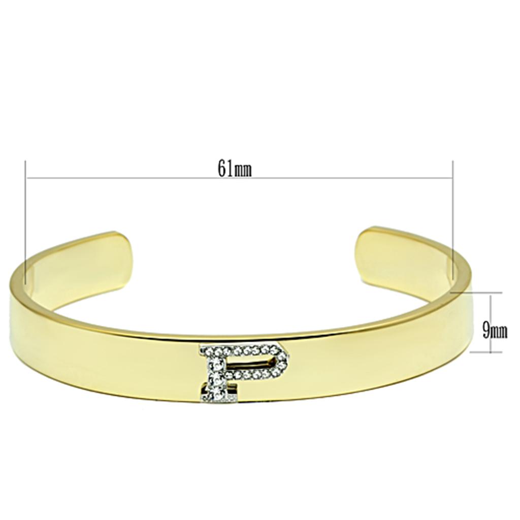 MALO2585 - Gold+Rhodium White Metal Bangle with Top Grade Crystal in Clear